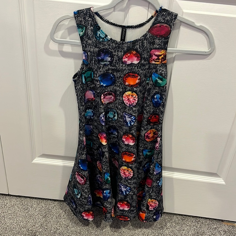 Pixie Lane Girls slip on dress black with gems